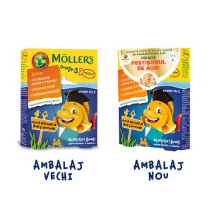 Pestisori gumati cu Omega-3 si aroma de lamaie si portocale, 36 jeleuri, Mollers - Img 2