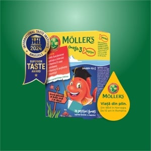 Pestisori gumati Omega 3 aroma capsuni, 36 jeleuri, MollerS - Img 1