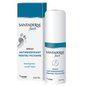 Santaderm 4feet spray antiperspirant pentru picioare, 100 ml, Viva Pharma