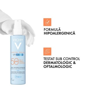 Spray hidratant pentru fata si corp cu protectie solara SPF 50 Capital Soleil UV Aqua, 200 ml, Vichy - Img 12