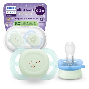 Suzeta de noapte Ultra Start Pacifier Philips Avent, Sleep, 0-2 luni, SCF075/18, 2 bucăți, Philips