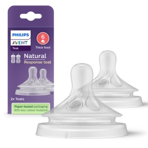 Tetină Philips Avent Natural Response, 6 luni+, debit 6, pentru lichide dense, 2 bucăți, SCY966/02, Philips