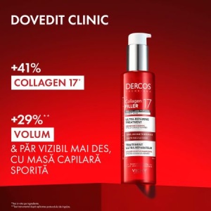 Tratament ultra-reparator cu peptide Pro-Colagen si acid citric Dercos Collagen 17 Filler, 150 ml, Vichy - Img 4