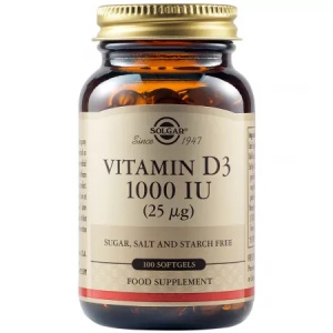 Vitamin D3 1000 UI (25 mcg), 100 capsule moi, Solgar