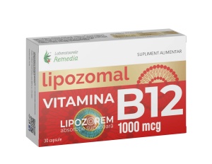 Vitamina B12 lipozomală 1000 mcg, 30 capsule, Laboratoarele Remedia