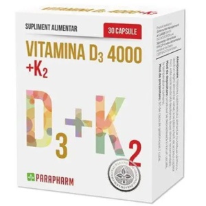 Vitamina D3 4000 UI + K2 MK-7 150 µg, 30 capsule, Parapharm