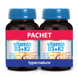 Vitamina D3 4000 UI + K2 MK-7, 60 + 60 tablete, Naturmil