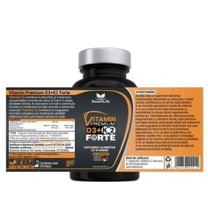 Vitamina D3+K2 Premium Forte, 5000 UI, 60 capsule moi, Boost4Life - Img 2