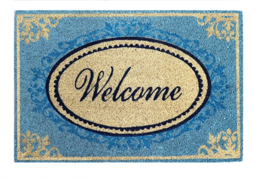 Covoras intrare Koko design Welcome albastru, 40x60 cm