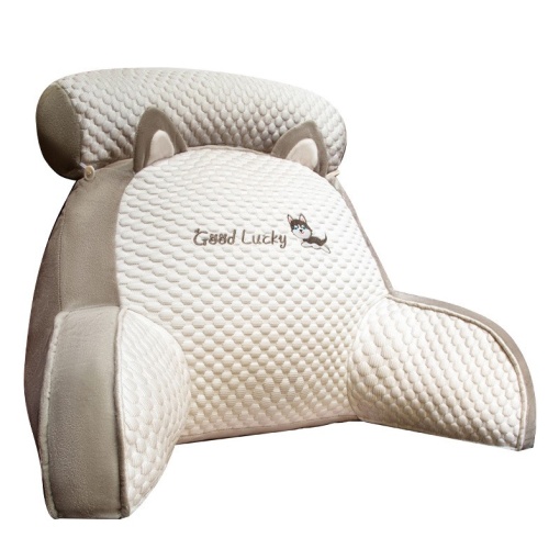 Perna Multifunctionala, Flippy, Spatar pentru Pat, Protectie Lombara, Marime Medie, 60 x 40 cm, din Plus, Model Catelus, Gri