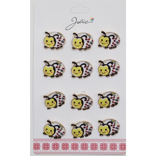 Set 12 Brose Martisor pentru Copii Buburuza Galbena