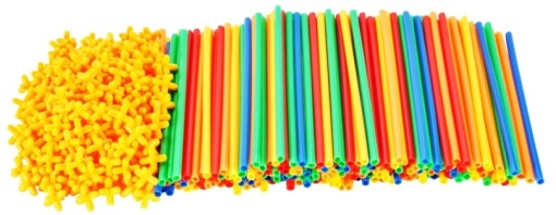 Set de constructie din paie colorate, 700 de piese
