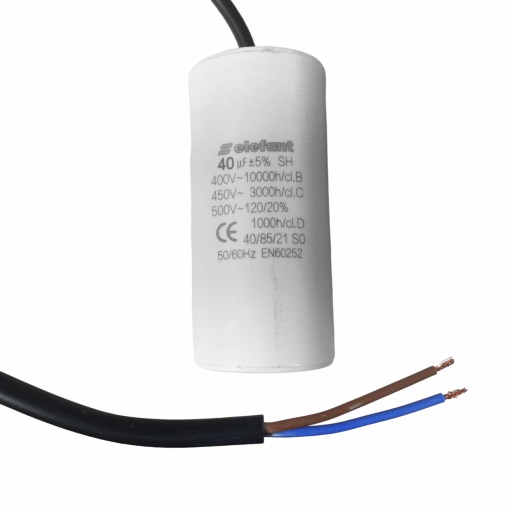 Condensator cu fire CBB60 40AμF 45x95mm 450V, Elefant