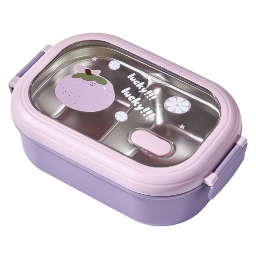 Cutie pentru Pranz sau Gustari, Flippy, cu Doua Compartimente, pentru Copii si Adulti, Etansare, PP, Perfect pentru Scoala si Birou, 1000 mL, 22.5x14.5x8 cm, Mov
