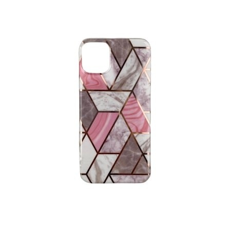 Husa protectie Flippy compatibila cu Apple iPhone 12 Soft IMD TPU Marble Geometric Alb