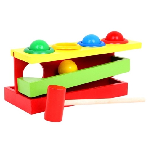 Jucarie din lemn educativa Loveste bila, 20 x 11 x 10 cm