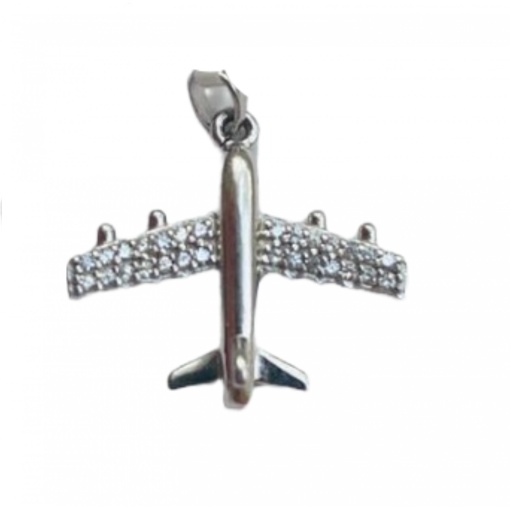 Pandantiv, Jolie Silver, Argint 925, Model Avion Cu Zirconii, 1.7 G, 2x2 Cm