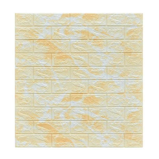 Set 10 Placi Tapet 3D, Flippy, 70 x 77 cm, Grosime 3 mm, din Polietilena, Model Caramida, Suprafata acoperita 5.3 mp, Marmura Galbena