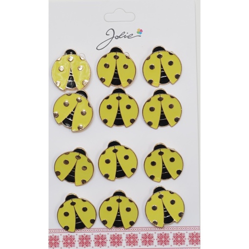 Set 12 Brose Martisor pentru Copii Buburuza cu Puncte Aurii