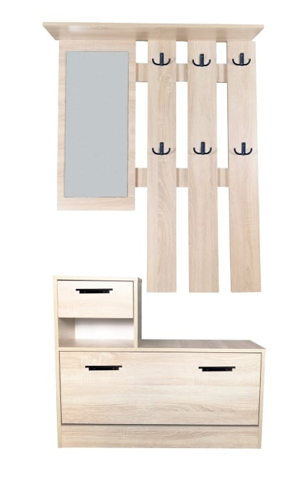 Set mobilier hol Filio, stejar alb, 90x22x116 cm