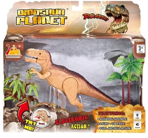 Jucarie interactiva dinozaur cu lumini si sunete Tyrannosaurus Rex si accesorii, 23 cm