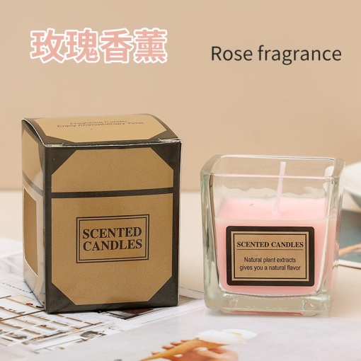 Lumanare Parfumata, Flippy, Model Pahar Transparent, cu Ulei Esential, Aroma de Trandafir, Roz Pal