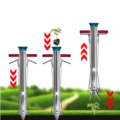 Plantator inox cu 2 manere si pedala Lider