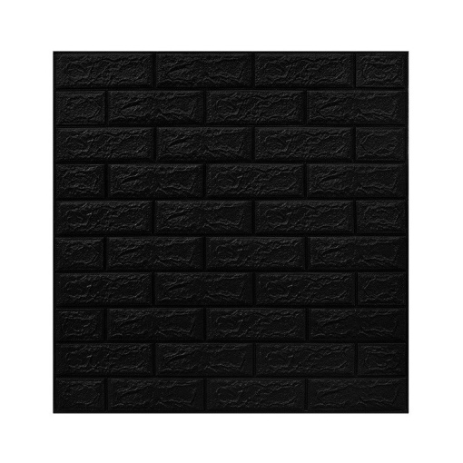 Set 10 Placi Tapet 3D, Flippy, 70 x 77 cm, Grosime 3 mm, din Polietilena, Model Caramida, Suprafata acoperita 5.3 mp, Negru