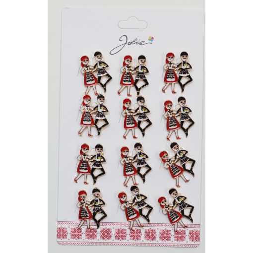 Set 12 Brose Martisor Primavara Cuplu Dansatori Traditional
