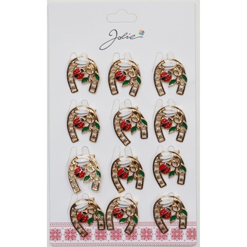 Set 12 Brose Martisor Primavara Potcoava cu Ghiocel si Buburuza