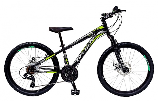 Bicicleta MTB-HT 26" BR Storm, cadru otel 14", frane disc, manete secventiale, 21 viteze, negru/verde