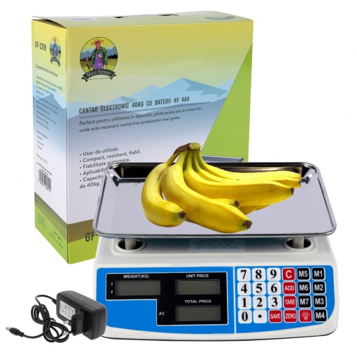 Cantar electronic 40 kg cu baterii 4V 4Ah