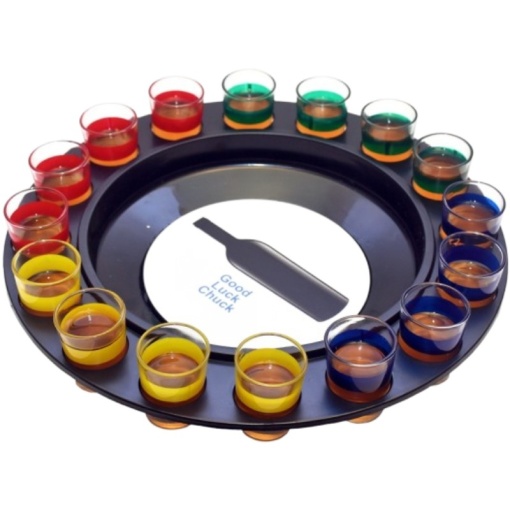 Joc de Societate "Adevar sau Provocare" Flippy, Ruleta cu 16 pahare de Shot din Sticla, pentru Petreceri, Distractie, Cadouri, Multicolor