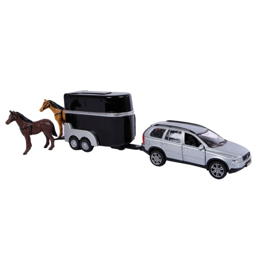 Masina metalica Volvo XC90 cu Remorca pentru Cai - Kids Globe (27 cm)