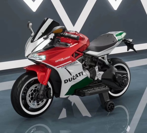 Motor electric pentru copii 3-7ani, 2 motoare, 21V7Ah, roti din spuma EVA, sezut din piele, model 959, Rosu