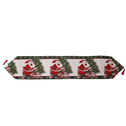 Napron Decorativ pentru Masa, Flippy, Model Mos Craciun, Tematica Craciun, 35 x 180 cm, Rosu/Verde