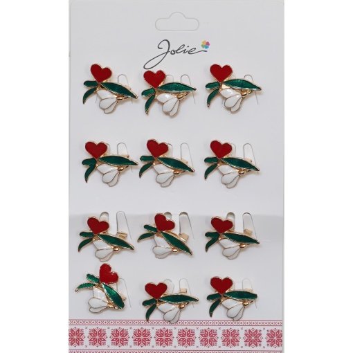 Set 12 Brose Martisor Primavara Ghiocel cu Inima