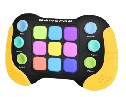 Consola interactiva de jocuri, cu 6 butoane si 600 de niveluri, Galben/Negru