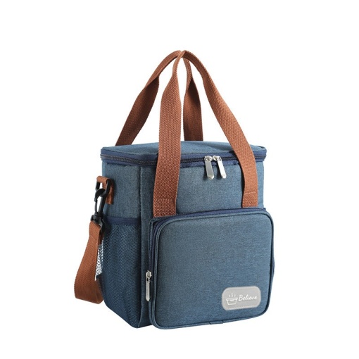 Geanta Termo-Izolanta, Flippy, Multifunctionala, 1 Compartiment Principal, 1 Buzunar Lateral Exterior, Impermeabila, Manere si Bretea de Umar, 25x22x15 cm, Albastru