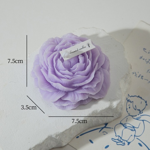 Lumanare Parfumata, Flippy, Model Trandafir, 7.5x3.5x7.5 cm, Mov Deschis, Aroma de Lavanda