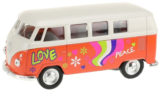 Masinuta autobuz Welly Volkswagen 1963 1:34, 11 cm, Portocaliu