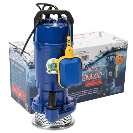 Pompa de apa submersibila 550 W, 20 m, 1", cu flotor, 3 mc/h, GF-0701
