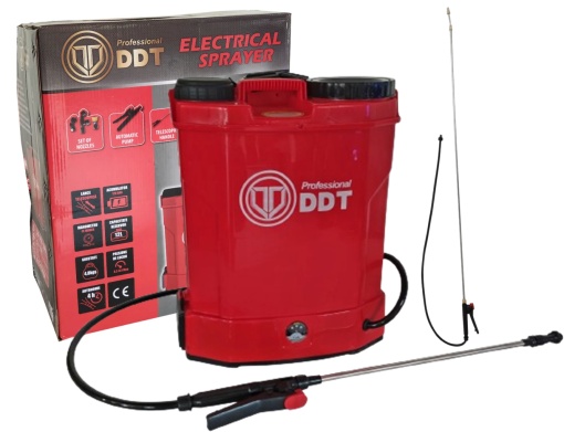 Pompa de stropit cu acumulator DDT Profesional 12 L, 12 V, 2.3 MPA, Complet accesorizata + Lance telescopica 2.8m
