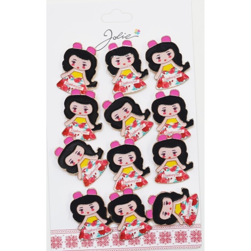 Set 12 Brose Martisor pentru Copii Fetita cu Mesaj Zambeste