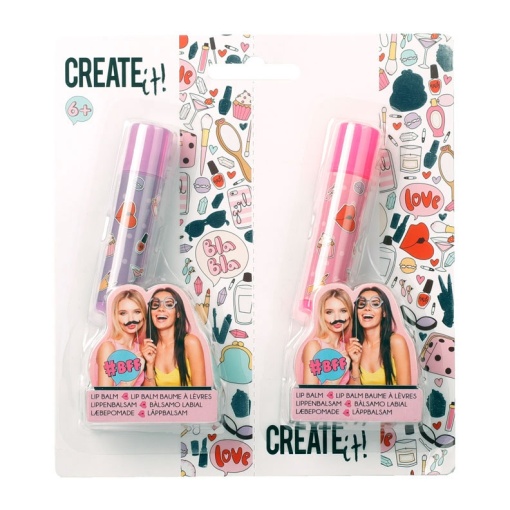 Set 2 balsamuri de buze pentru fetite Create It!