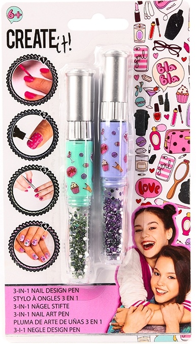 Set 2 lacuri de unghii 3in1 pentru fetite Create It!