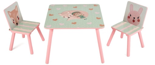 Set de 2 scaune si birou Pink Forest UGMBS06-PKF