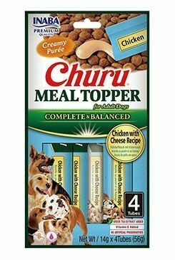 Churu Meal Topper Recompense Cremoase pentru Caini Reteta cu Pui si Branza 4 buc