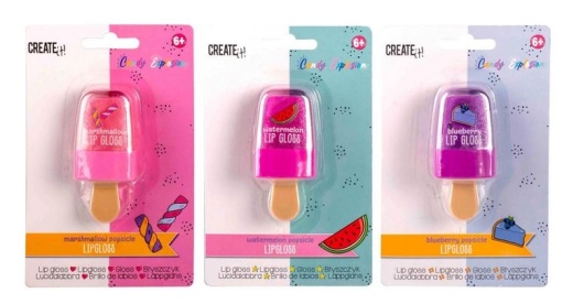 Luciu de buze Create It!, forma de inghetata pe bat, diferite arome