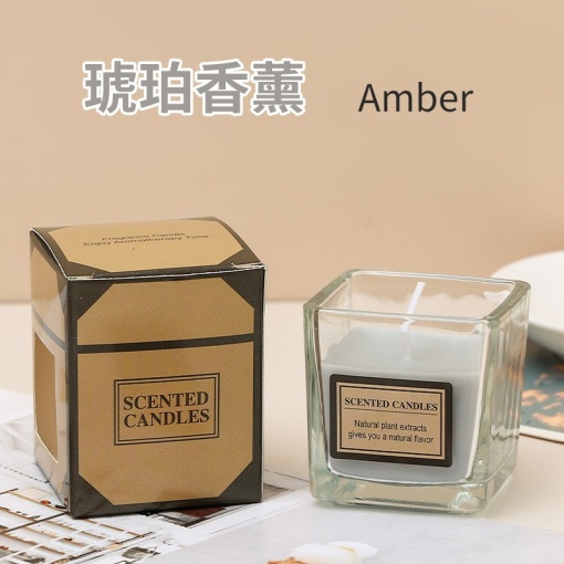 Lumanare Parfumata, Flippy, Model Pahar Transparent, cu Ulei Esential, Aroma de Ambra, Gri